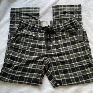 NWT REI Womens Wallace Lake Plaid Flannel Pajama Pants Green Black Cotton Soft M